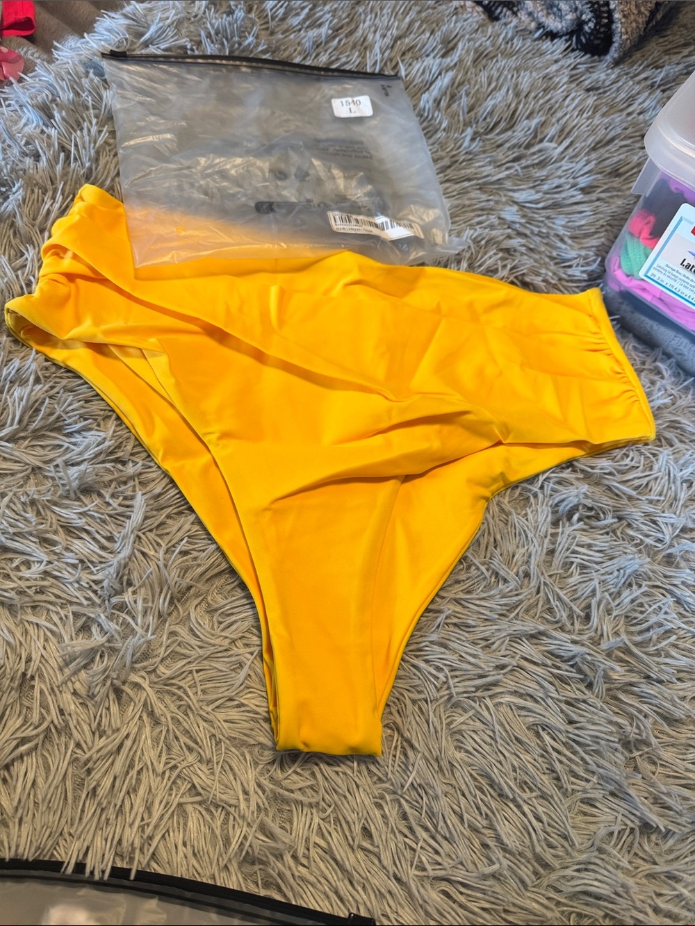 SHEIN Bright Yellow High-Waist Bikini Bottom